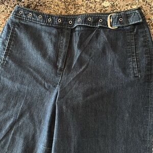 Larry Levine Stretch Light Dress Blue Jeans Sz 12 Wide Leg Professional Style